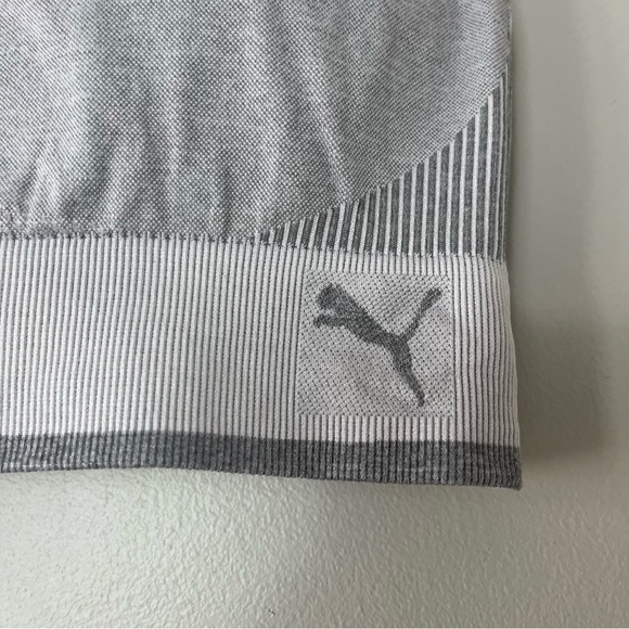 Puma Racerback Removable Cups Sports Bra Gray and White Large - Picture 3 of 5